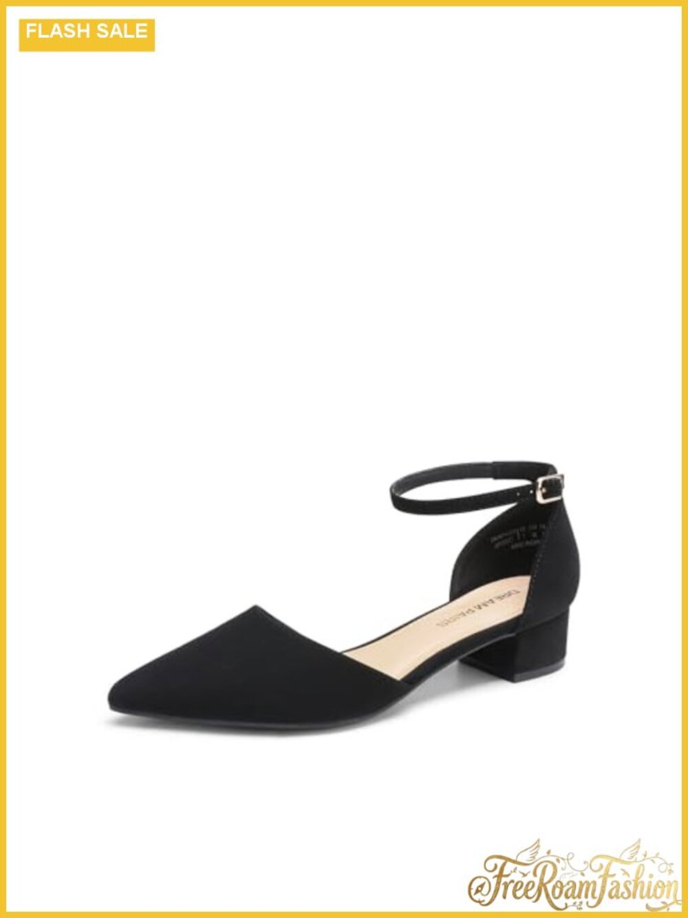 Women's Low Heel Pointed Toe Block Heel Dress Pumps Ankle Strap